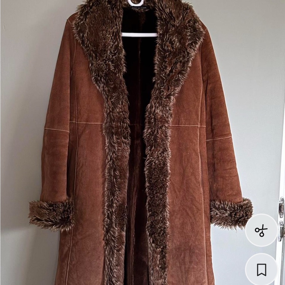 Wilsons Leather Brown Teddy Jacket with Faux Fur Trim